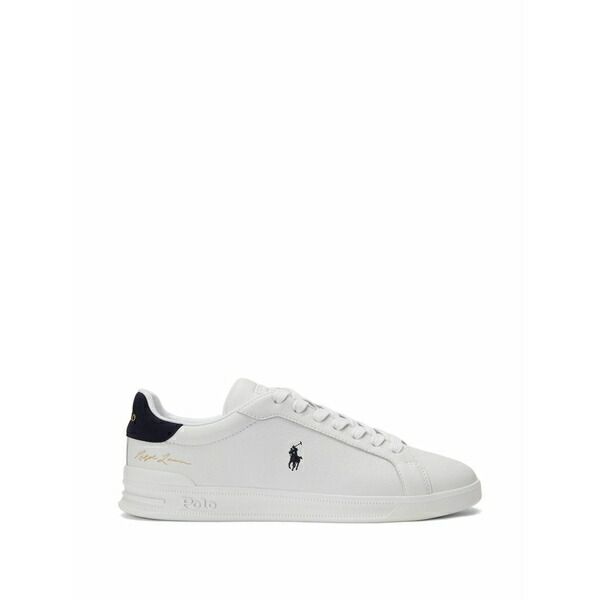 ラルフローレン メンズ スニーカー シューズ Logo-embroidered leather sneakers White