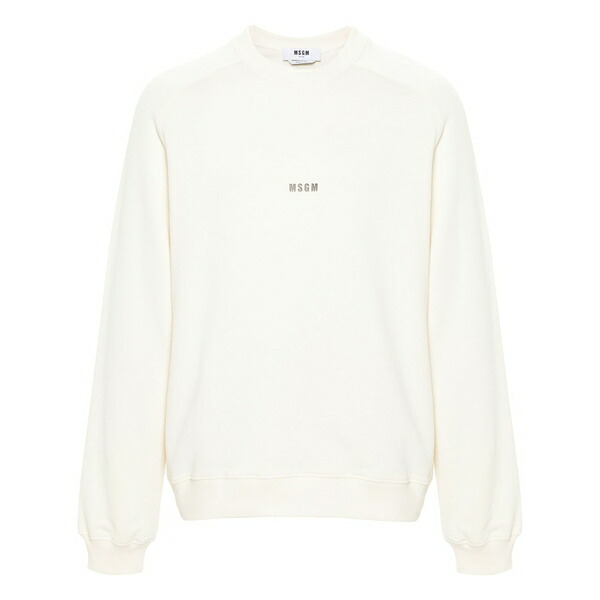 エムエスジイエム メンズ パーカー・スウェットシャツ アウター Logo-print cotton sweatshirt Neutrals|asty