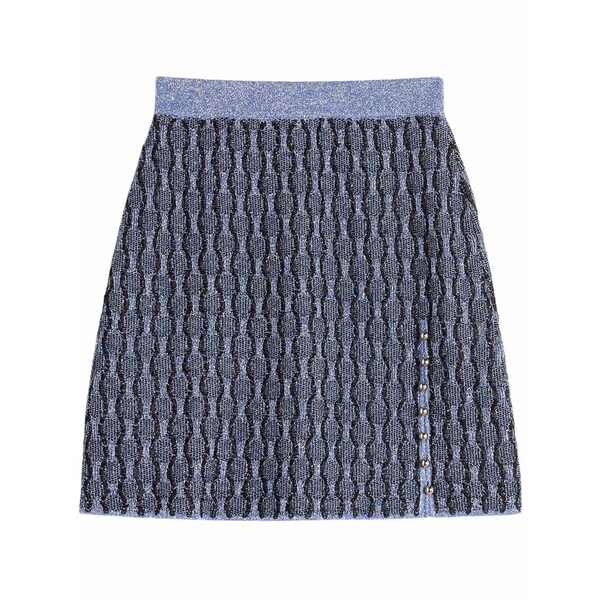 ランバン レディース スコート ボトムス Patterned intarsia-knit mini skirt  Blue