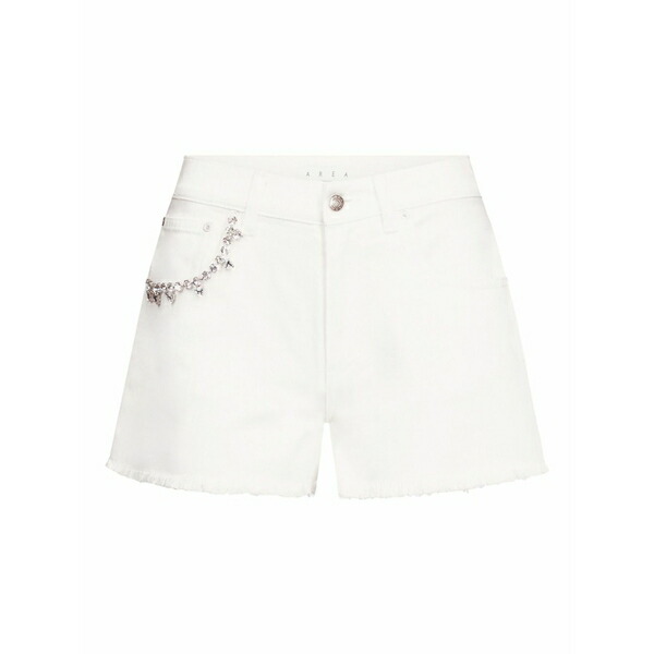 地域 レディース 心地好いズボン下 ボトムス Crystal-embellished shorts White