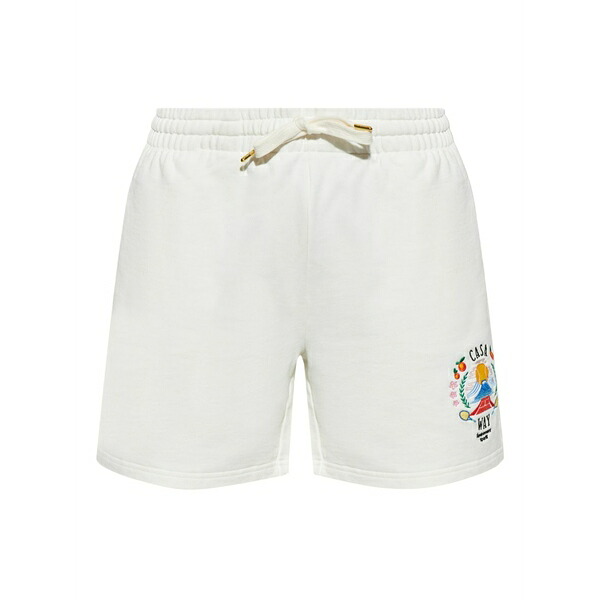 カサブランカ メンズ 心地好いズボン下 ボトムス Embroidered-logo shorts White