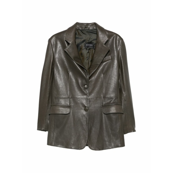 マノーキ レディース 上衣＆上衣 アウター Textured-finish leather jacket Green