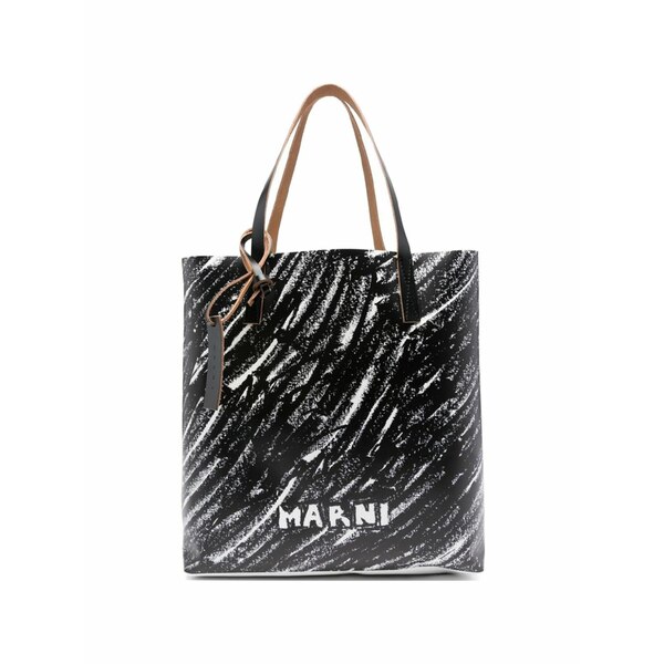 マルニ レディース トートバッグ 御徒面子 Logo-print tote bag Black