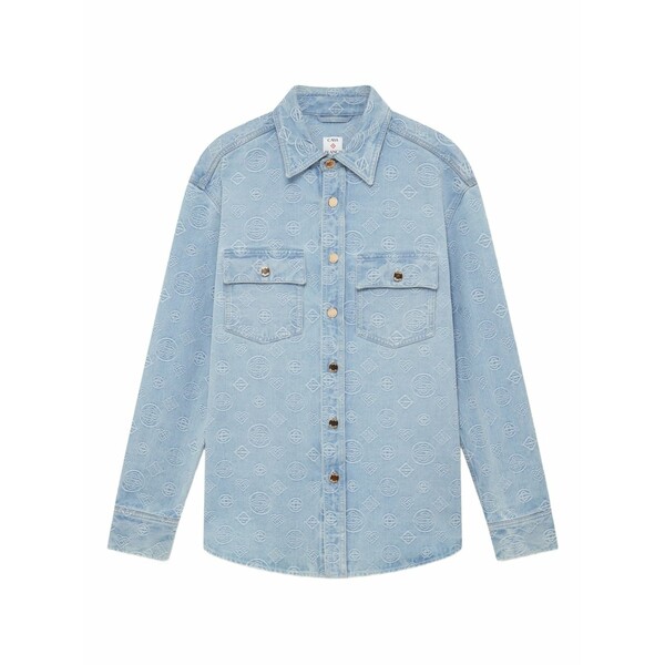 カサブランカ メンズ プルオーバー トップス Monogram-embroidered shirt Blue