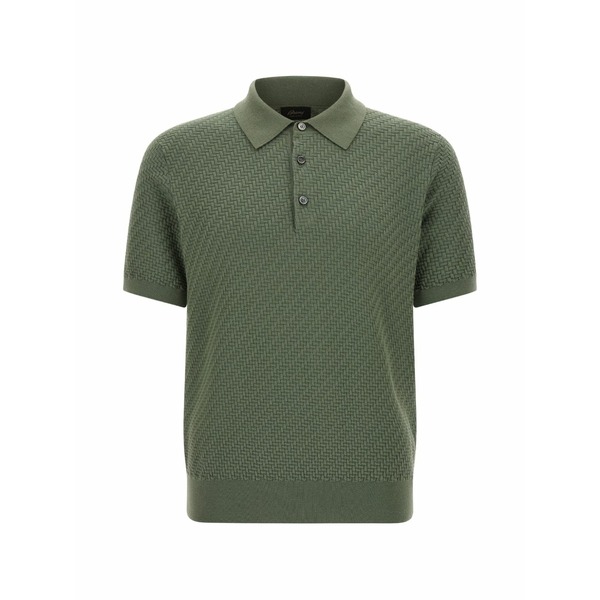 ブリオーニ メンズ スポーツシャツ トップス Textured weaving polo shirt Green