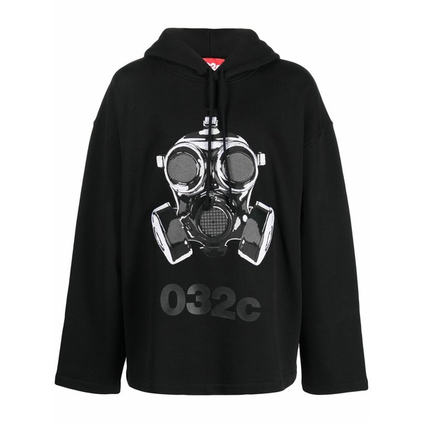ゼロスリーツーシー メンズ パーカー・スウェットシャツ アウター Graphic-print drop-shoulder hoodie Black