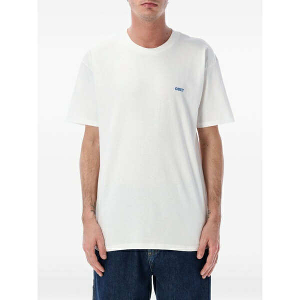 オベイ メンズ ティーシャツ トップス Peep hole t-shirt White