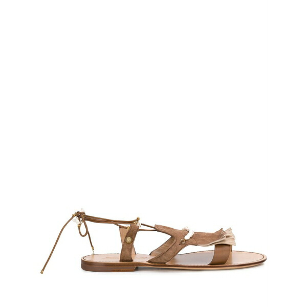 サントーニ レディース サンダル シューズ Open toe beaded-fringed sandals Black