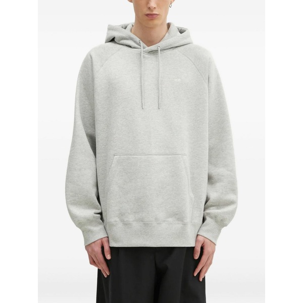 ウッド ウッド メンズ パーカー・スウェットシャツ アウター Logo-detailed raglan-sleeve hoodie Grey|asty