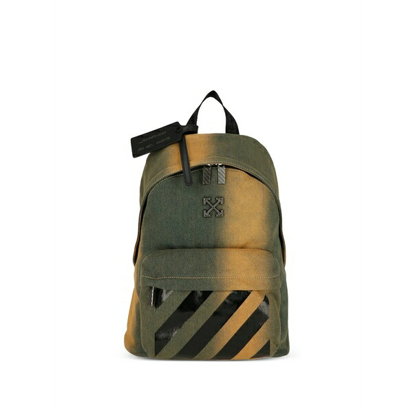 象牙色 メンズ うしろ側風呂敷き包み・背嚢 御徒面子 Arrows-motif diag-stripe backpack Green