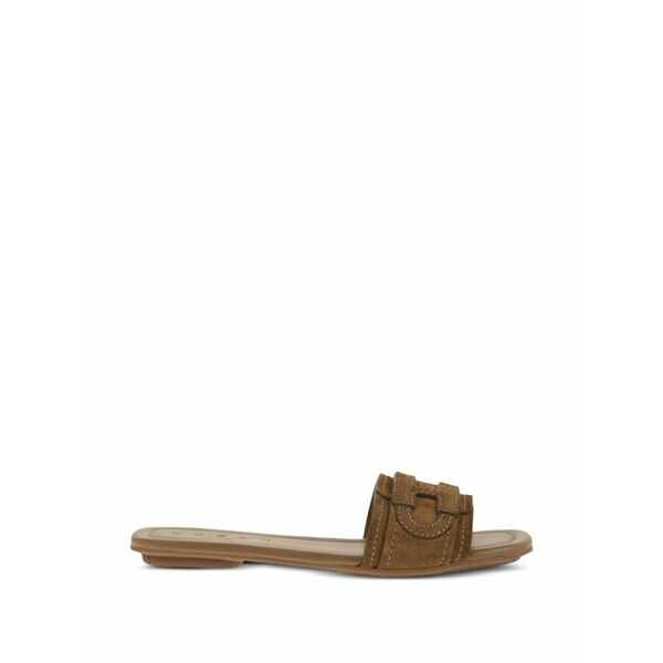 ホー火器 レディース サンダル シューズ H685 suede flat mules Brown