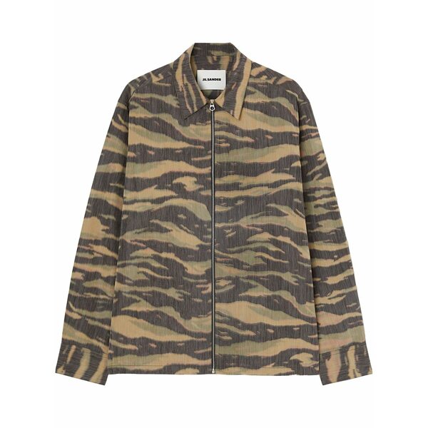 ジル・サンダー メンズ プルオーバー トップス Printed zip-up overshirt Green