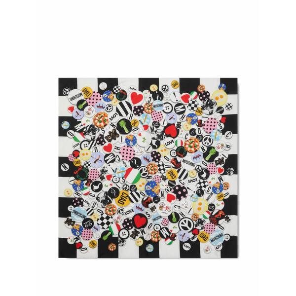 モスキーノ レディース えり巻き・袈裟・えり巻き 付属物 Checkerboard-print silk scarf Black