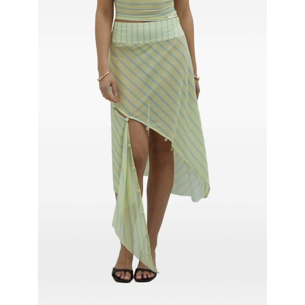 ハウスオブサニー レディース スコート ボトムス Striped-pattern asymmetric skirt Yellow