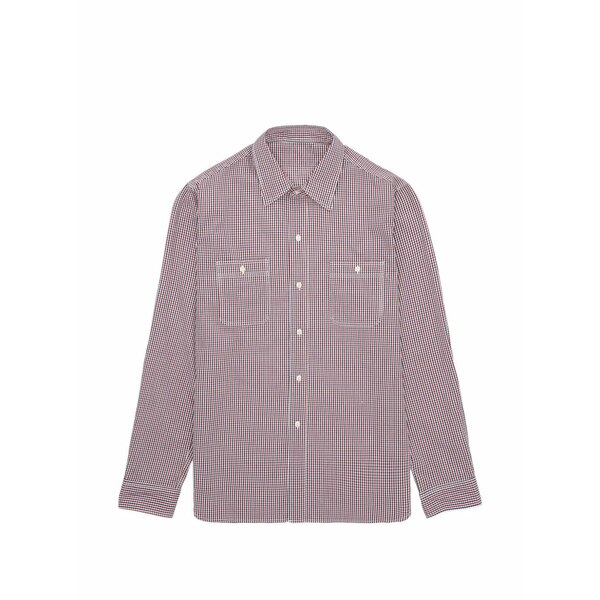 フォルテラ メンズ ティーシャツ トップス Work plaid patch-pocket shirt Red