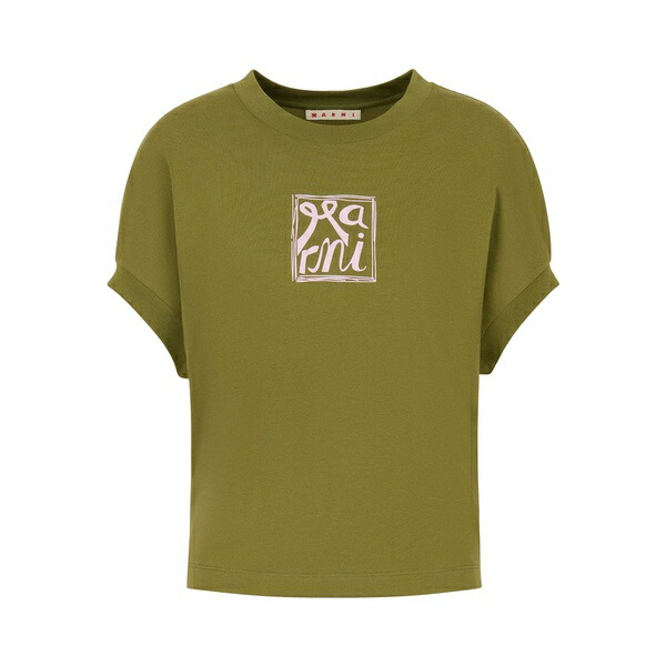 マルニ レディース プルオーバー トップス Cuffed logo-print t-shirt Green