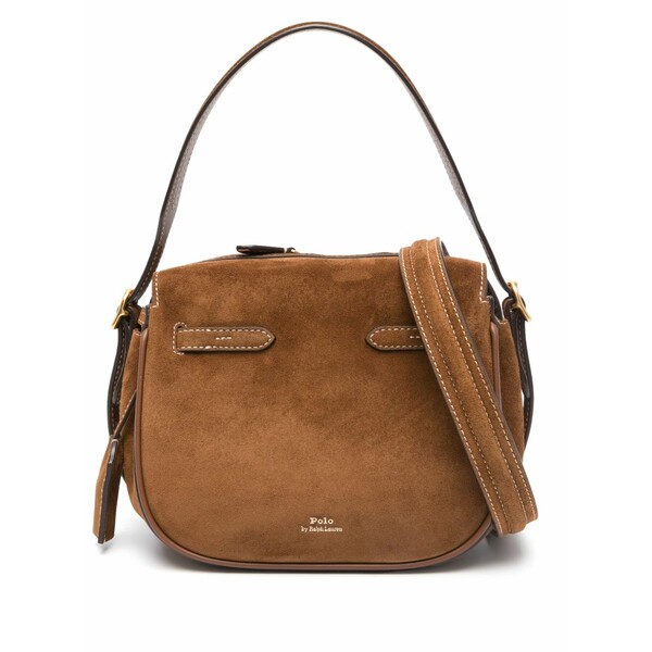 ラルフローレン レディース ショルダーバッグ 御徒面子 Mini polo id suede satchel bag Brown