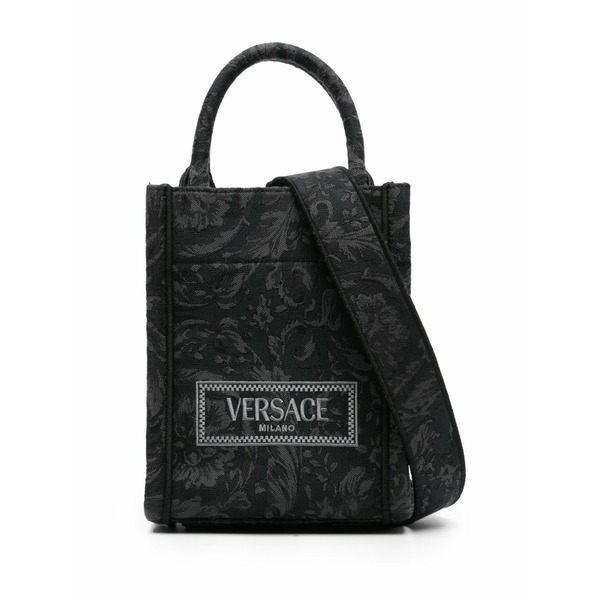 ヴェルサーチ メンズ トートバッグ 御徒面子 Mini barocco athena jacquard tote bag Grey
