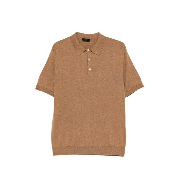 ドンダップ メンズ ポロシャツ トップス Short-sleeve knitted polo shirt Brown|asty