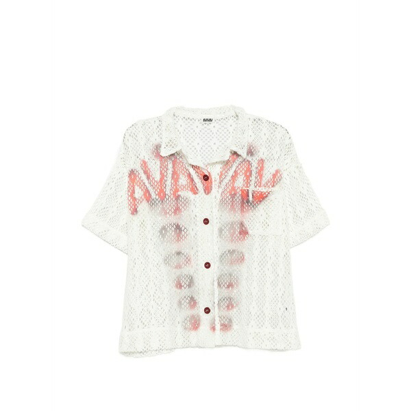 アヴァヴァヴ レディース プルオーバー トップス Logo-print open-knit shirt White