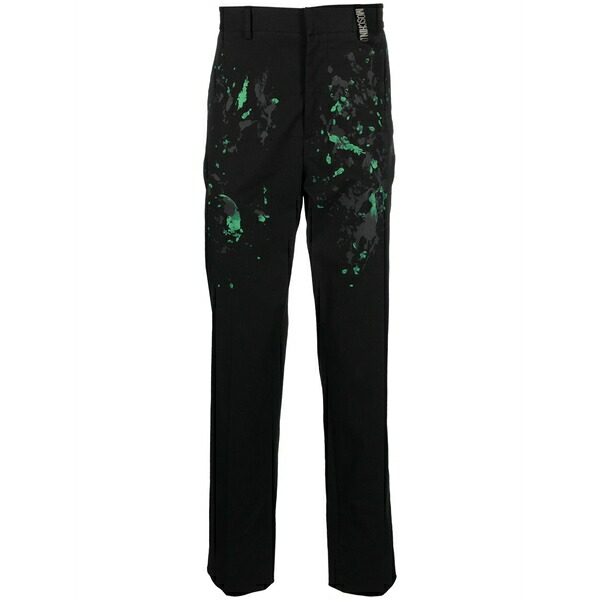 モスキーノ メンズ 心地よいズボン下 ボトムス Paint splatter twill tailored trousers Black