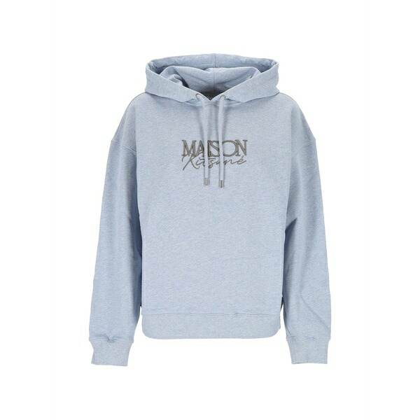 住み家 稲荷 レディース パーカー・スウェットシャツ アウター Logo-embroidered hoodie Blue
