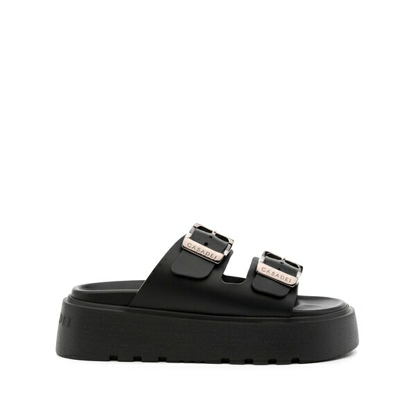 カサディ レディース サンダル シューズ Florence double-strap chunky-sole sandals Black