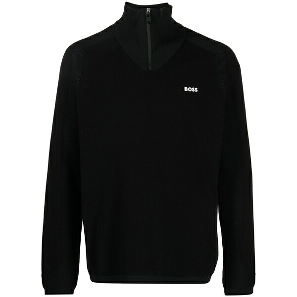 主任者 メンズ 編み物\u0026プルオーバー アウター Logo-appliqu￡ half-zip jumper Black