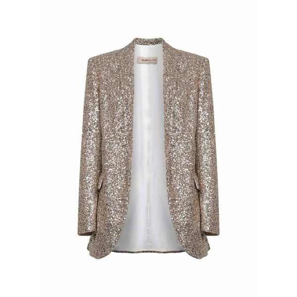 ブランカ ヴィータ レディース ジャケット＆ブルゾン アウター Sequin-embelished shawl-collar blazer Gold｜asty
