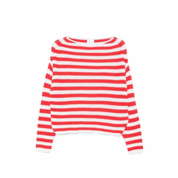 アリュード レディース 編み物\u0026プルオーバー アウター Striped boat-neck sweater  Red