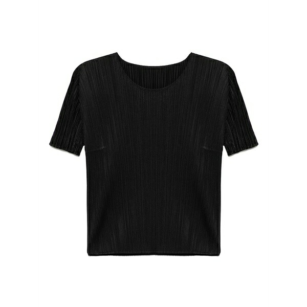 筋目 プリーズ イッセイ ミヤケ レディース ティーシャツ トップス Pliss￡-effect t-shirt Black
