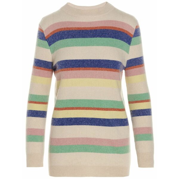 ミキシク レディース 編み物\u0026プルオーバー アウター Striped sweater Neutrals