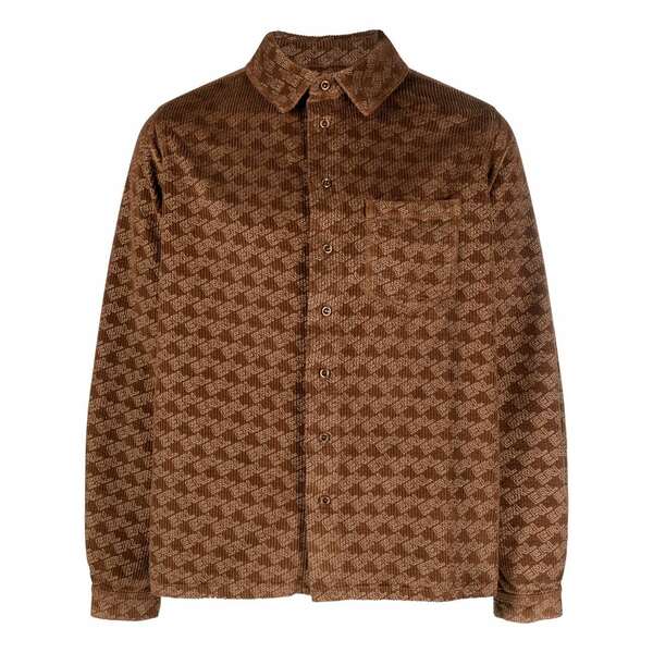 エアル メンズ ティーシャツ トップス All-over logo print corduroy shirt Brown