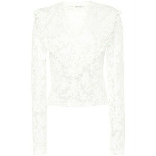 フィロソフィーデロレンゾセラフィーニ レディース プルオーバー トップス Floral-devor￡ semi-sheer blouse White
