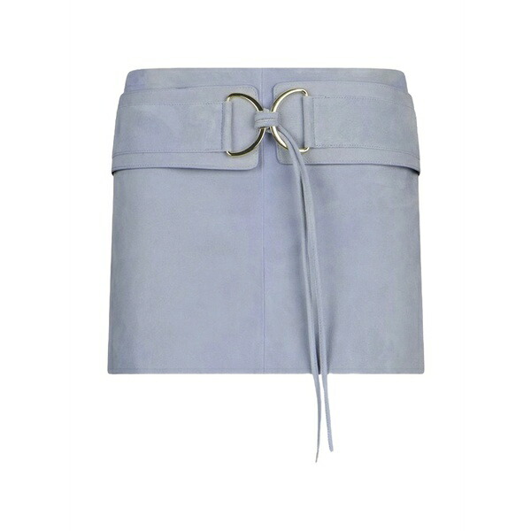 リュージョー レディース スコート ボトムス Removable belt suede MIDI skirt Blue