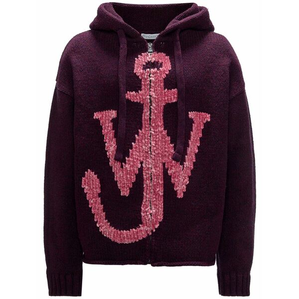 J.W.アンダーソン メンズ ジレー アウター Anchor-logo zip hoodie Purple
