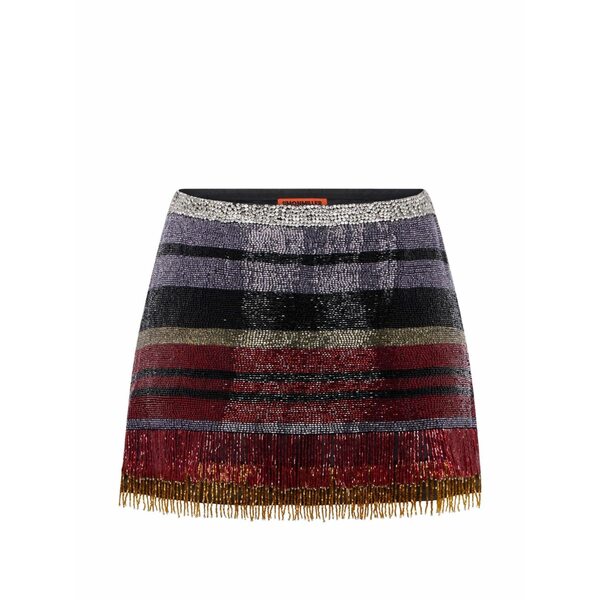 サイモン鏡鑑 レディース スコート ボトムス Beaded striped mini skirt Red