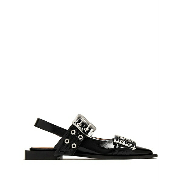 ガニー レディース サンダル シューズ Buckle-detail eyelet-embellished sandals Black