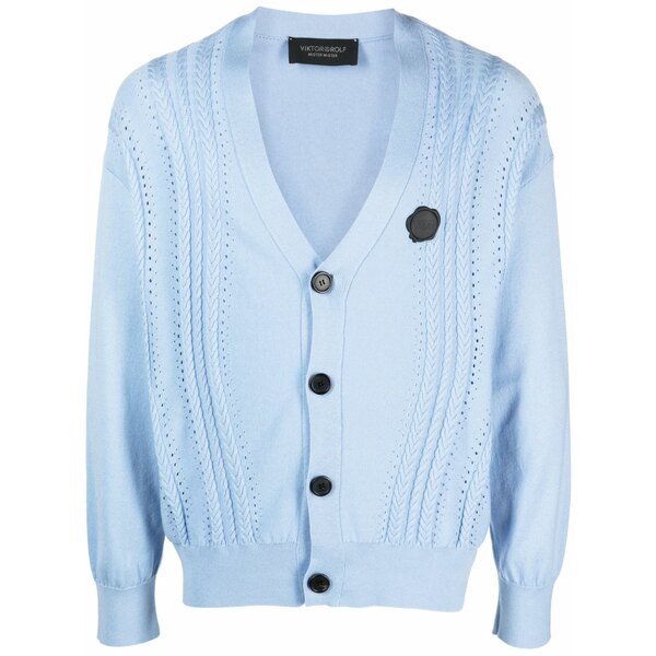 ビクターアンドロルフ メンズ ジレー アウター Cable-knit v-neck cardigan Blue