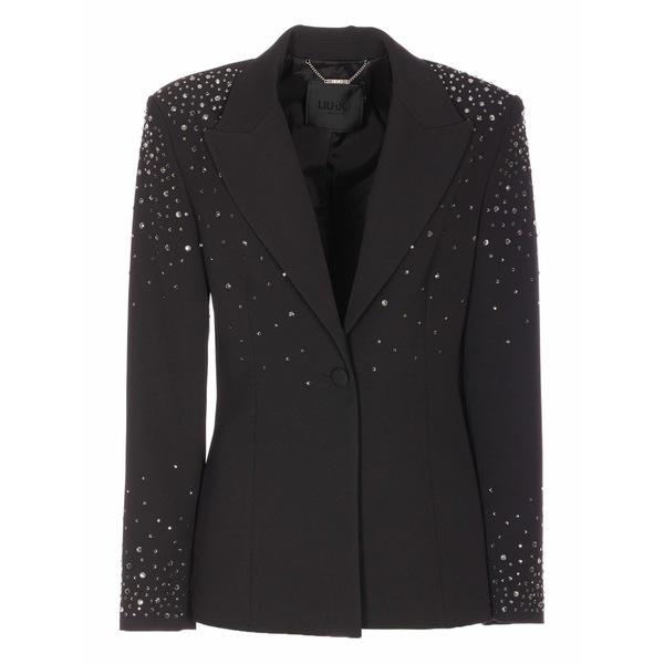 リュージョー レディース 上衣＆上衣 アウター Crystal-application v-neck blazer Black