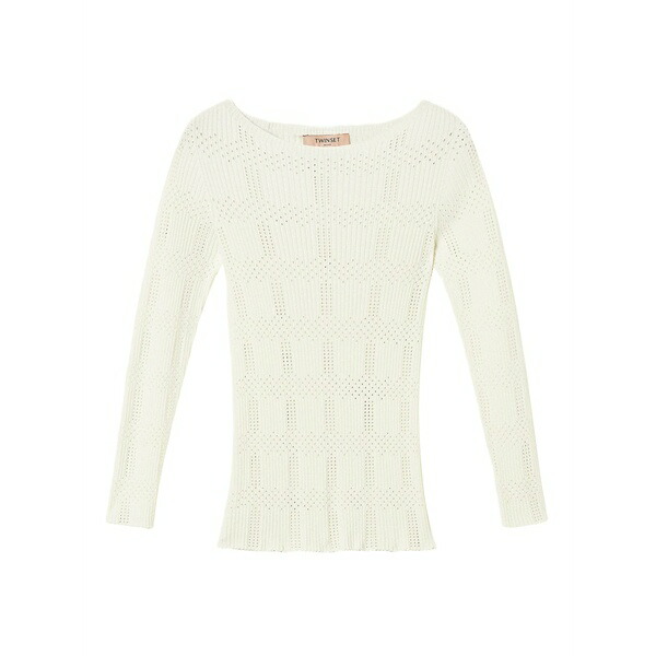 ツインセット レディース Tシャツ トップス Ribbed top White|asty