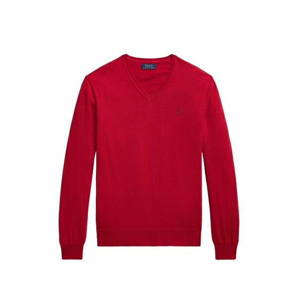 ラルフローレン メンズ 編み物\u0026ティーシャツ アウター V-neck logo-embroidered sweater Red