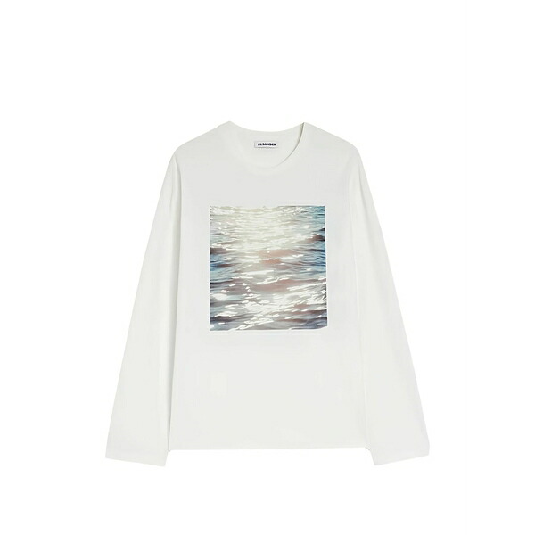 ジル・サンダー レディース Tシャツ トップス Print-detail long-sleeve top White|asty