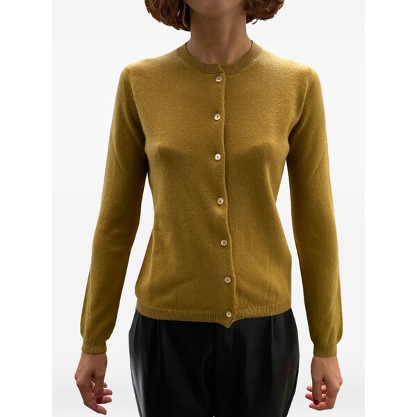 ラ サクラ色 レディース ジレー アウター Cashmere cardigan Yellow