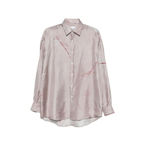 お召しものメイン メンズ プルオーバー トップス Printed silk shirt Purple