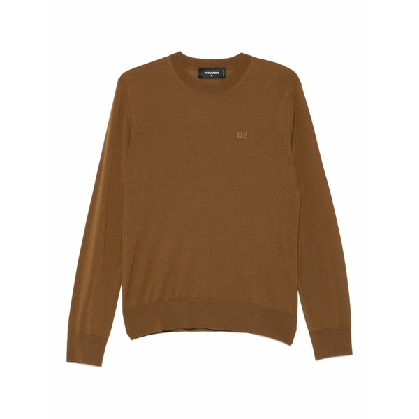ディースクエアード メンズ プルオーバー トップス D2 logo-embroidered wool top Brown