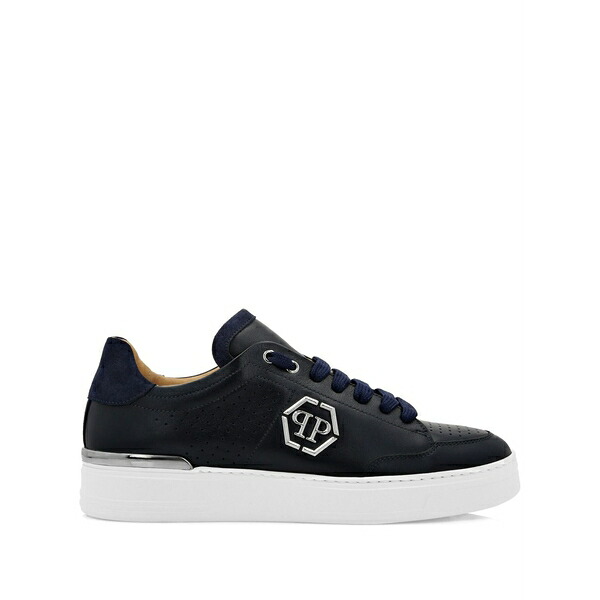 フィリップ飾り気のない メンズ スニーカー シューズ Logo-appliqu￡ low-top sneakers Blue