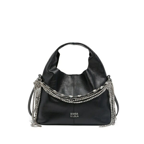ビンバ イ ローラ レディース ショルダーバッグ 御徒面子 Small rhinestone-embellished tote bag Black