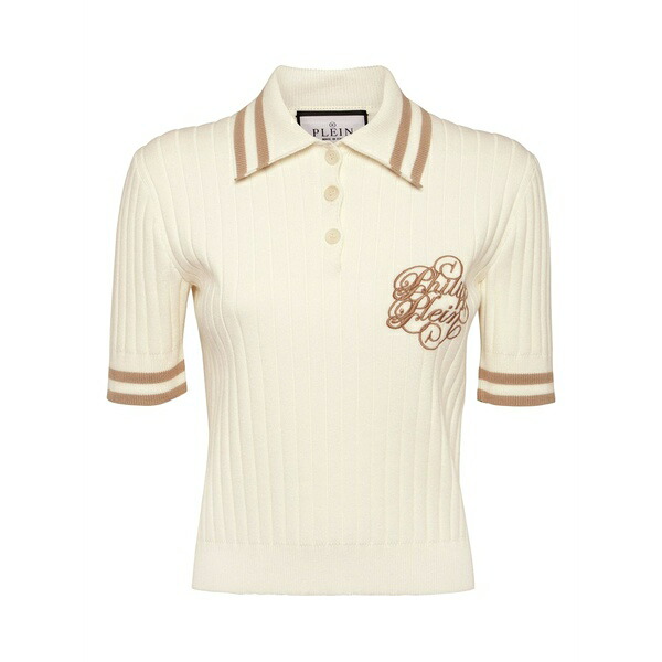 フィリップ飾り気のない レディース スポーツシャツ トップス Logo-embroidered polo top White