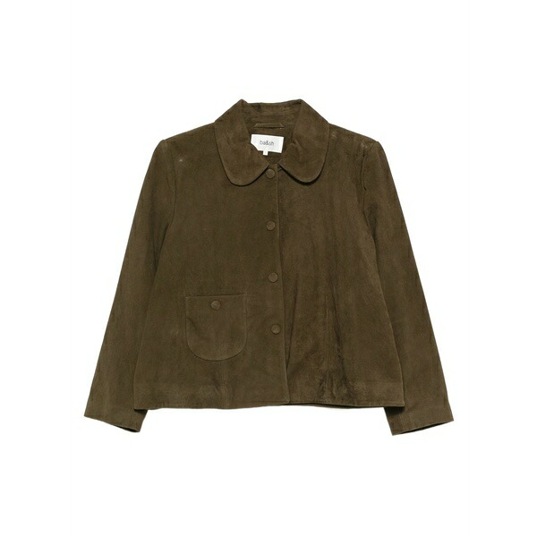 バッシュ レディース 上衣＆上衣 アウター Classic-collar leather jacket Green